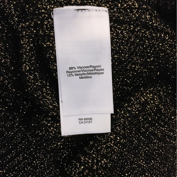 DKNY Cold Shoulder Knit Metallic Sweater Long Sleeve in Black Gold Size Medium - Picture 10 of 14